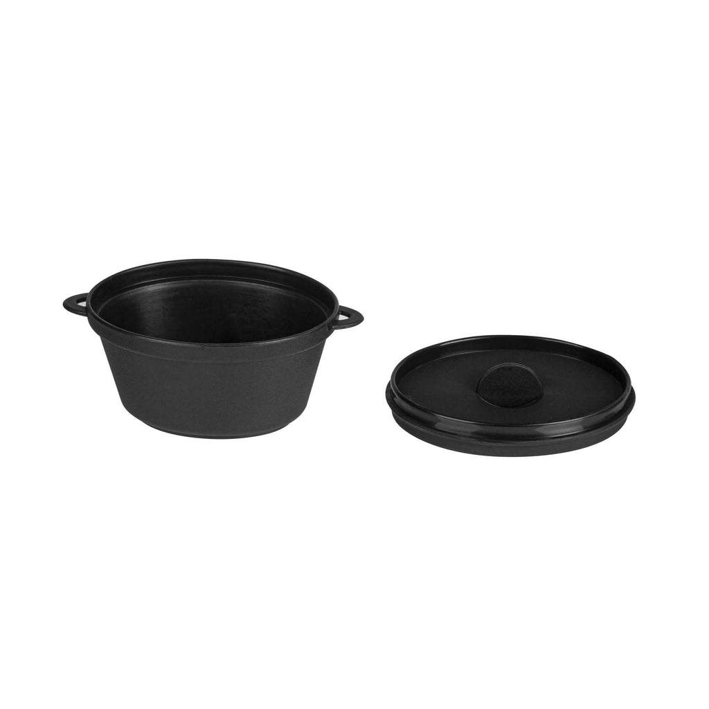 Mini Serve 12 oz Oval Black Plastic Large Kettle Dish - 6" x 4" x 2 3/4" - 100 count box