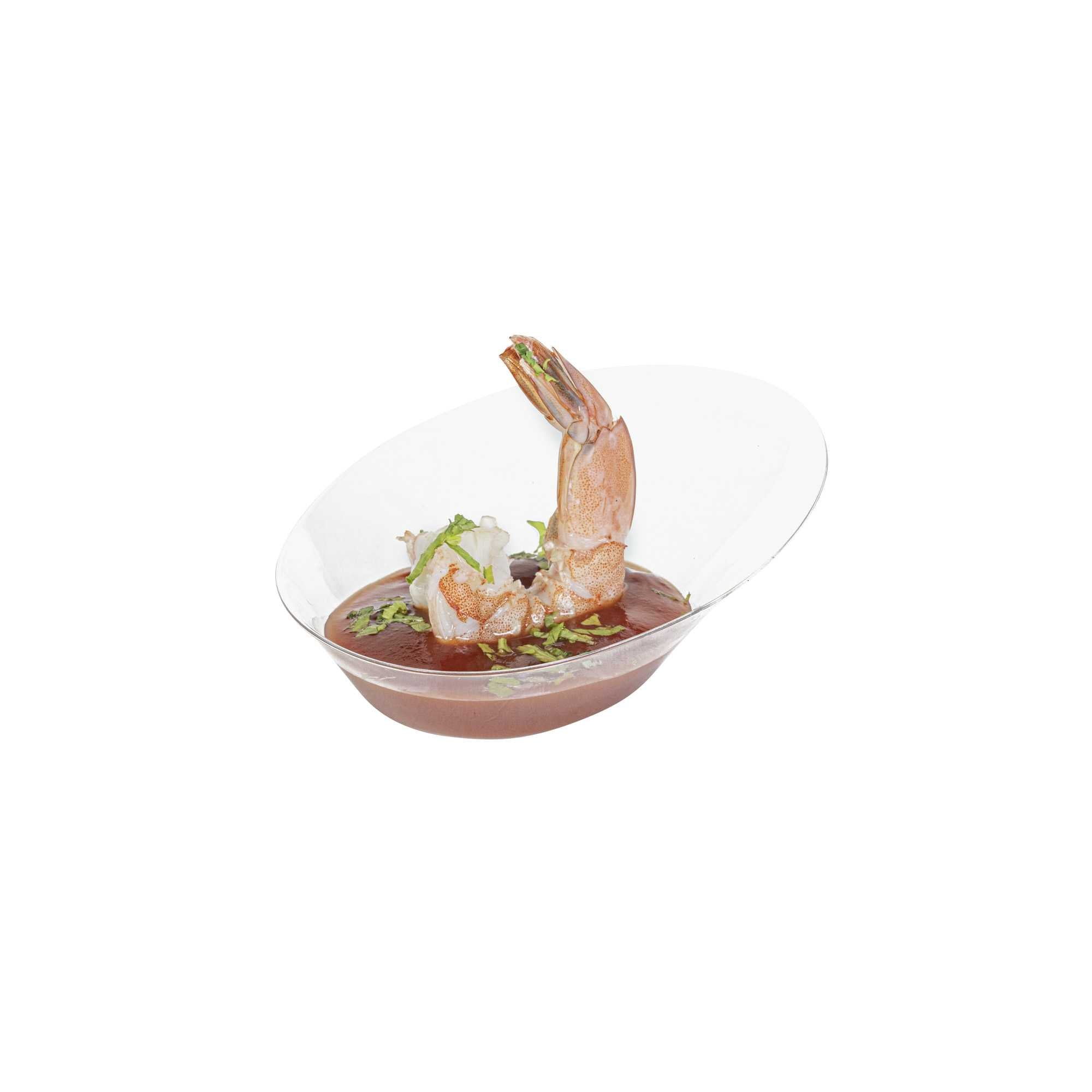 Mini Serve Oval Clear Plastic Ellipse Dish - 4" x 3" x 1 1/4" - 50 count box
