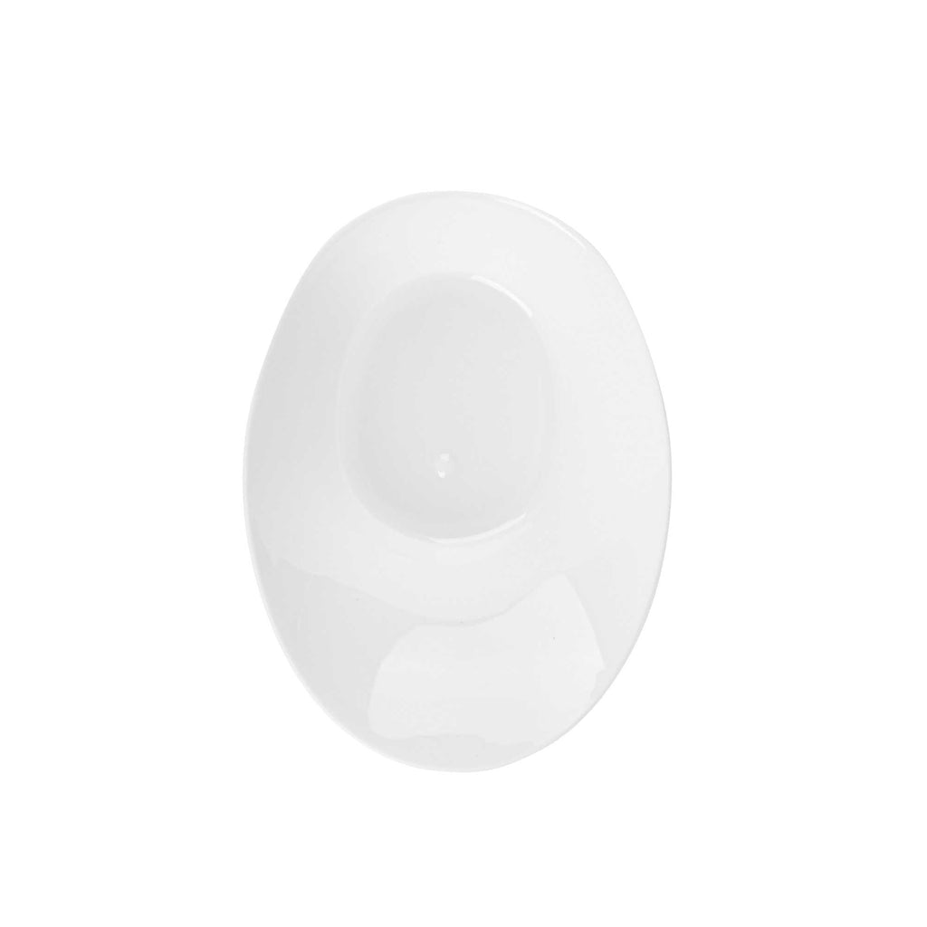Mini Serve Oval White Plastic Ellipse Dish - 4" x 3" x 1 1/4" - 100 count box
