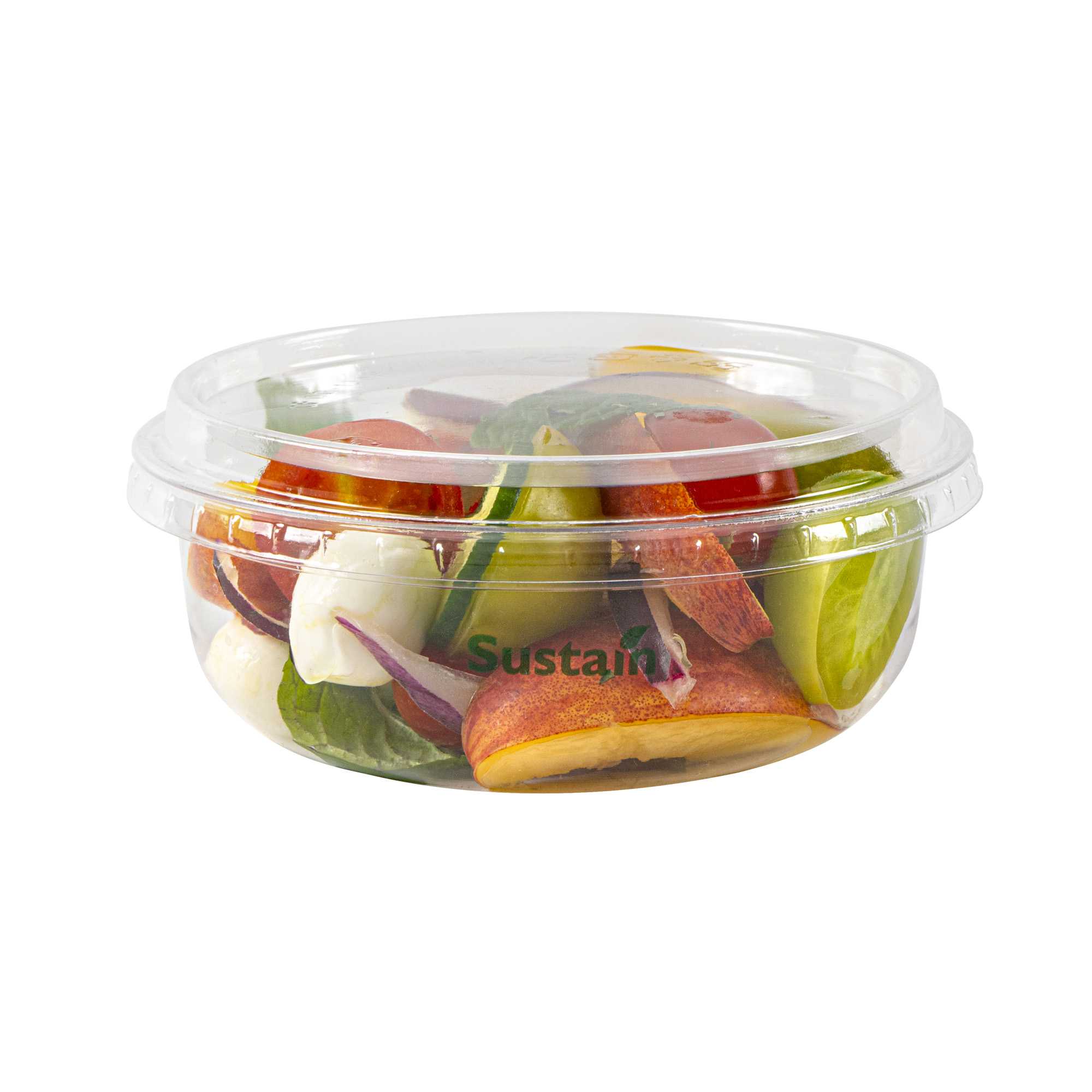 Basic Nature Round Clear PLA Plastic Flat Lid - Fits To Go Deli Container, Compostable - 500 count box