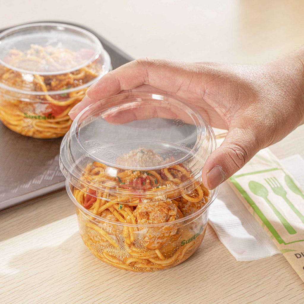Basic Nature Round Clear PLA Plastic Dome Lid - Fits To Go Deli Container, Compostable - 500 count box