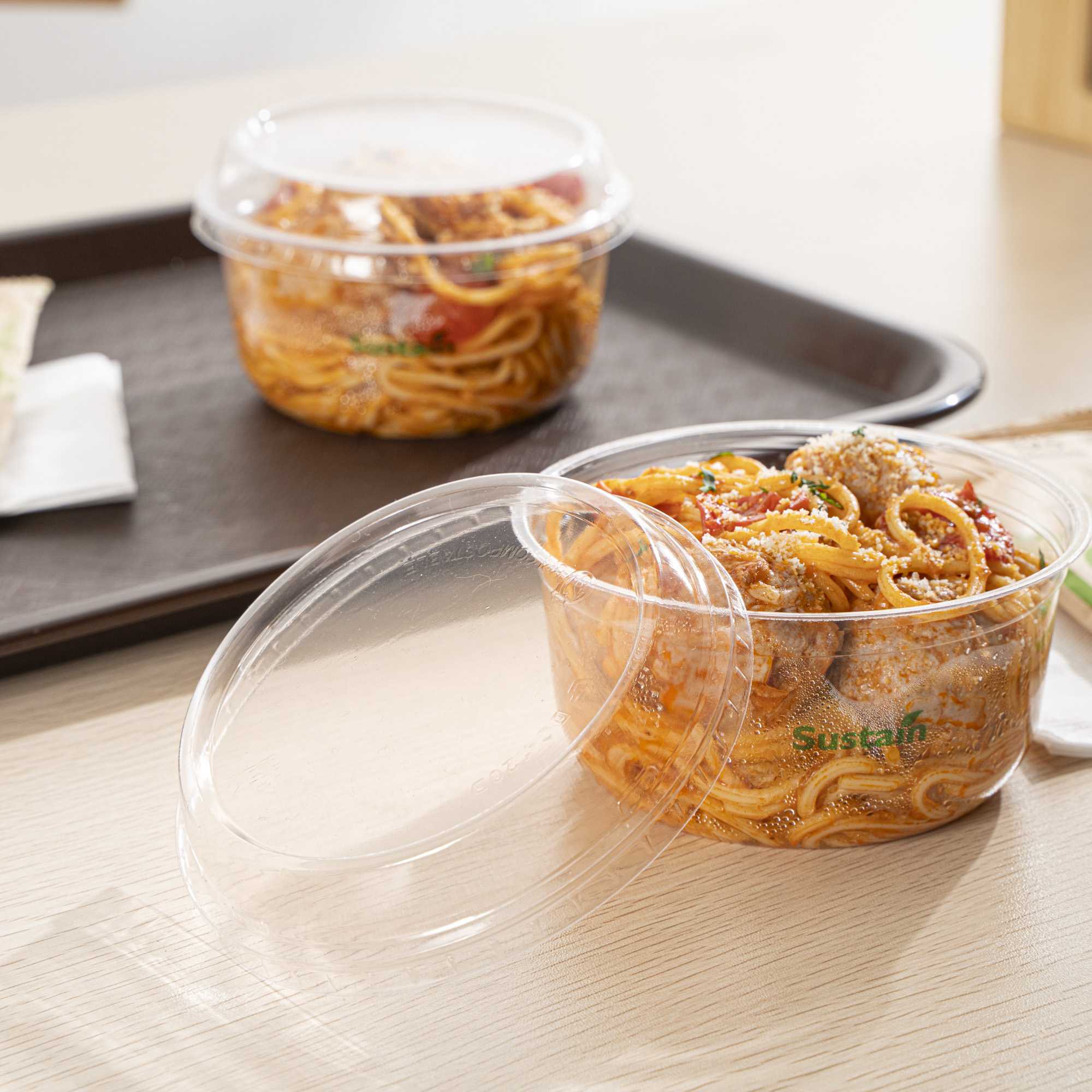 Basic Nature Round Clear PLA Plastic Dome Lid - Fits To Go Deli Container, Compostable - 500 count box