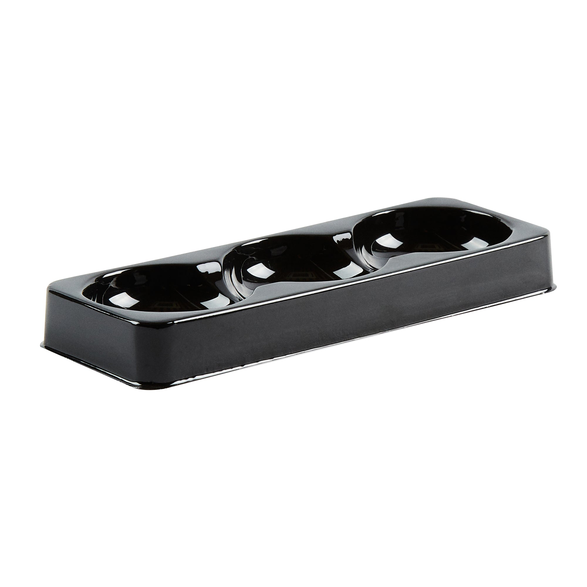 Shock Safe Rectangle Black Plastic Macaron Take Out Box - Fits 3 Macarons - 5 3/4" x 2 1/4" x 1 1/2" - 100 count box