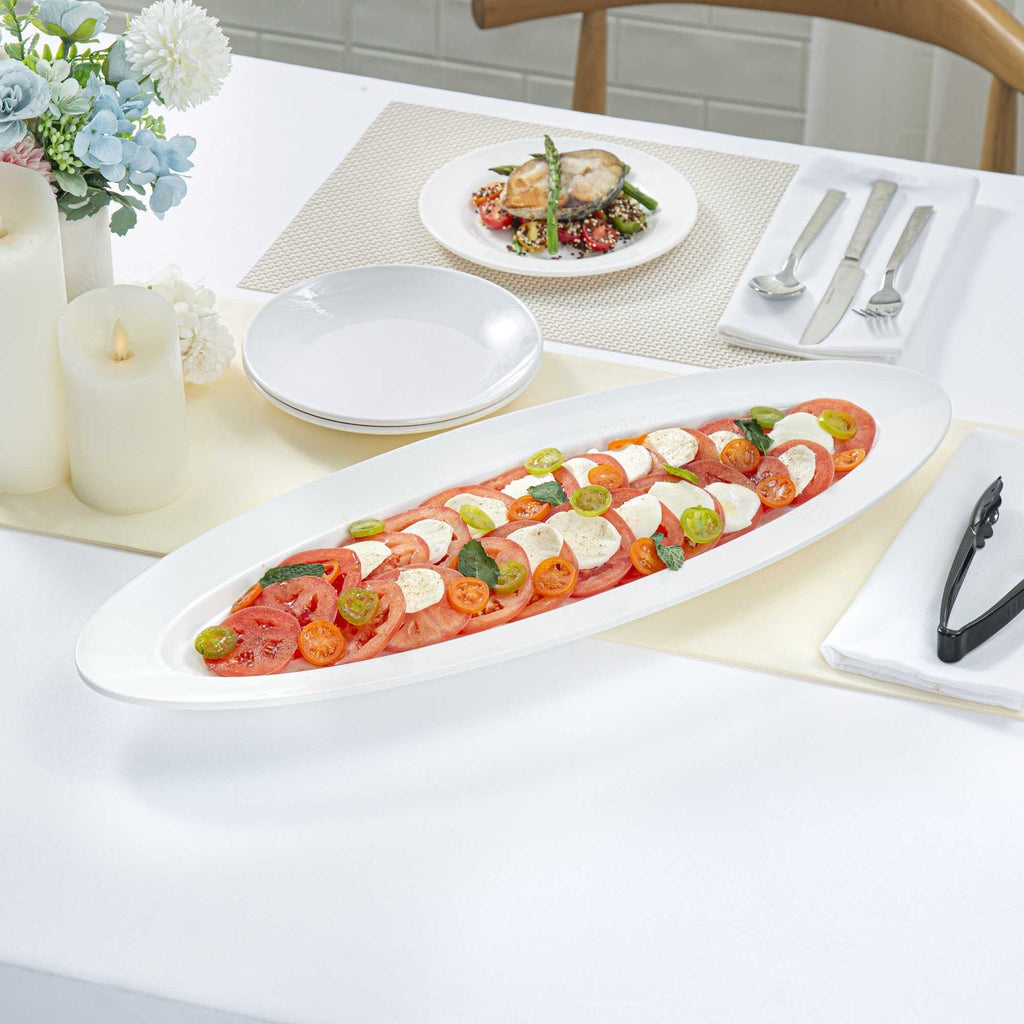 Voga Oval White Melamine Serving Plate - 23" x 9" x 1 3/4" - 2 count box