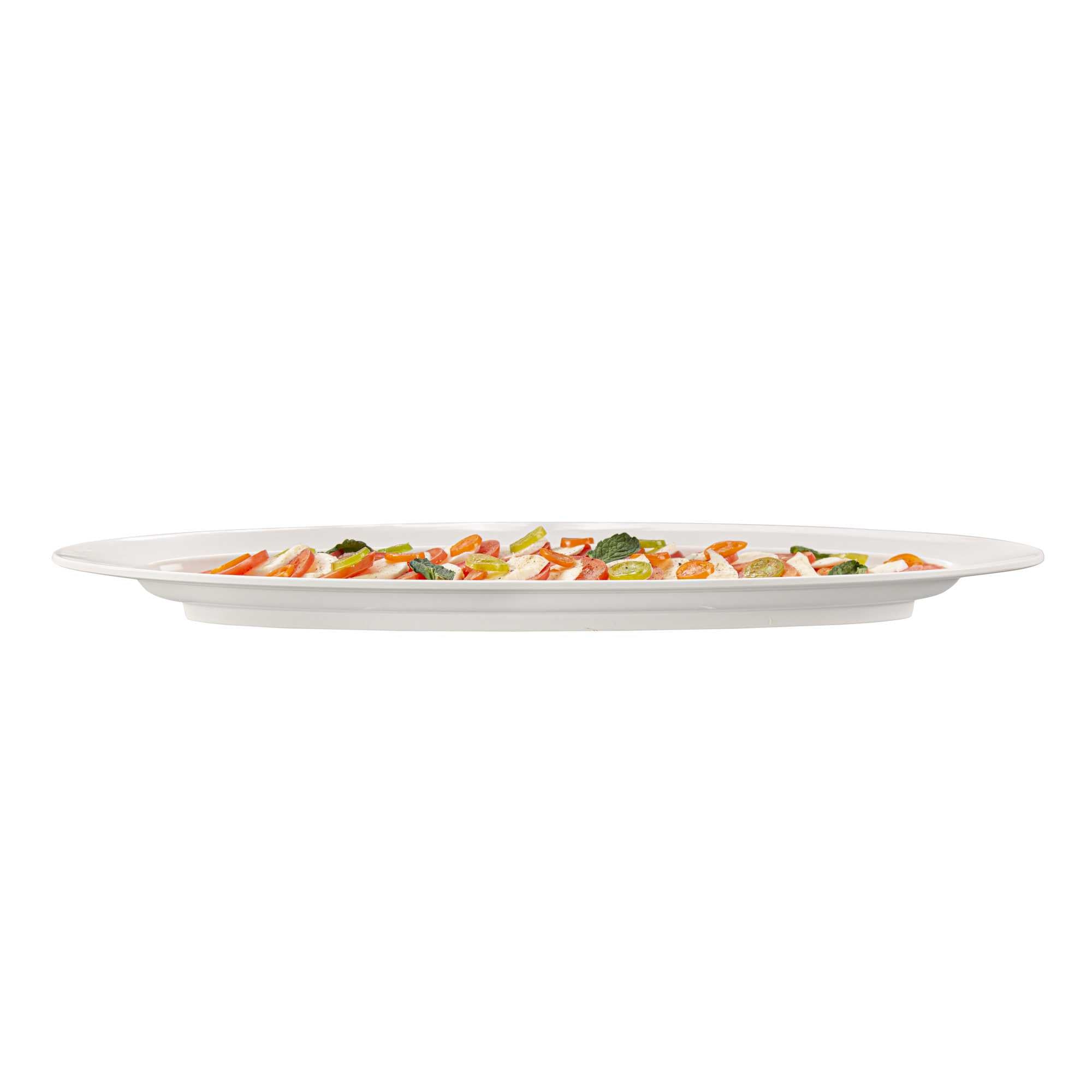 Voga Oval White Melamine Serving Plate - 23" x 9" x 1 3/4" - 2 count box