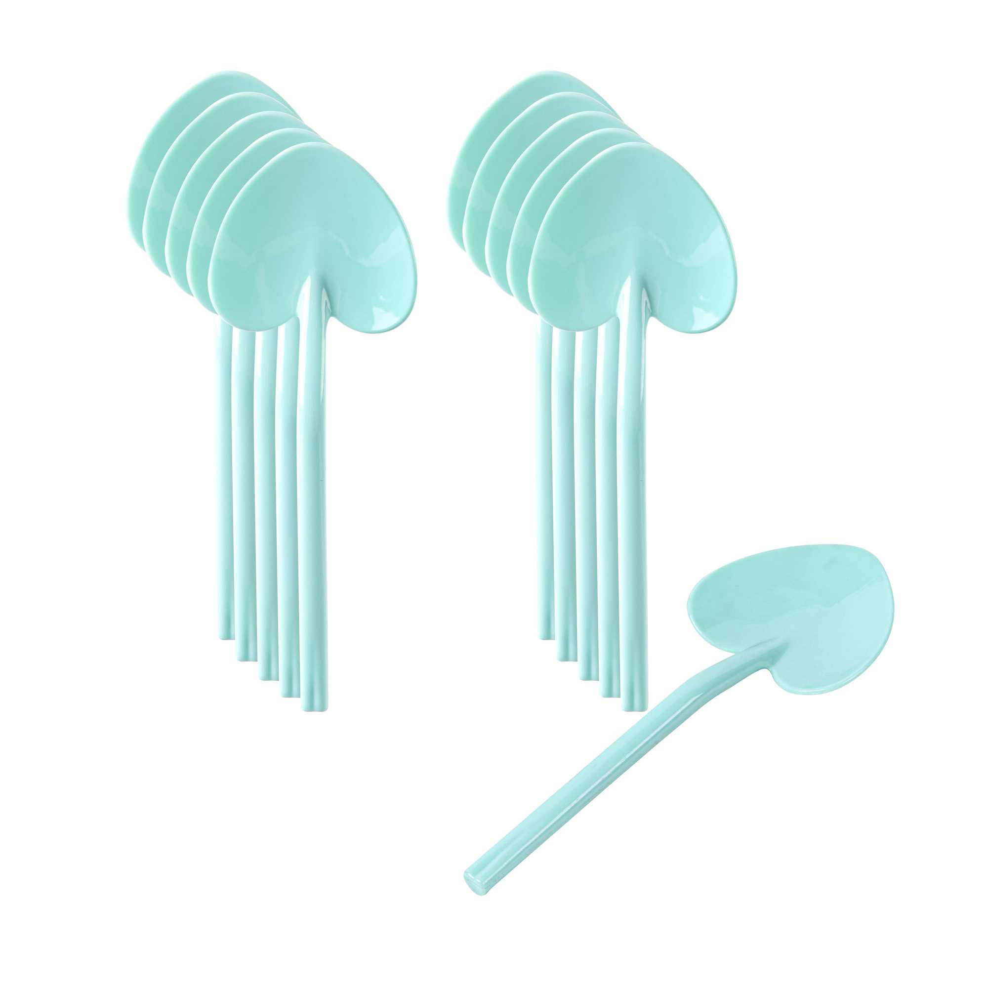 Coppetta Teal Plastic Love Shovel Spoon - 3 1/2" x 1 1/4" - 100 count box