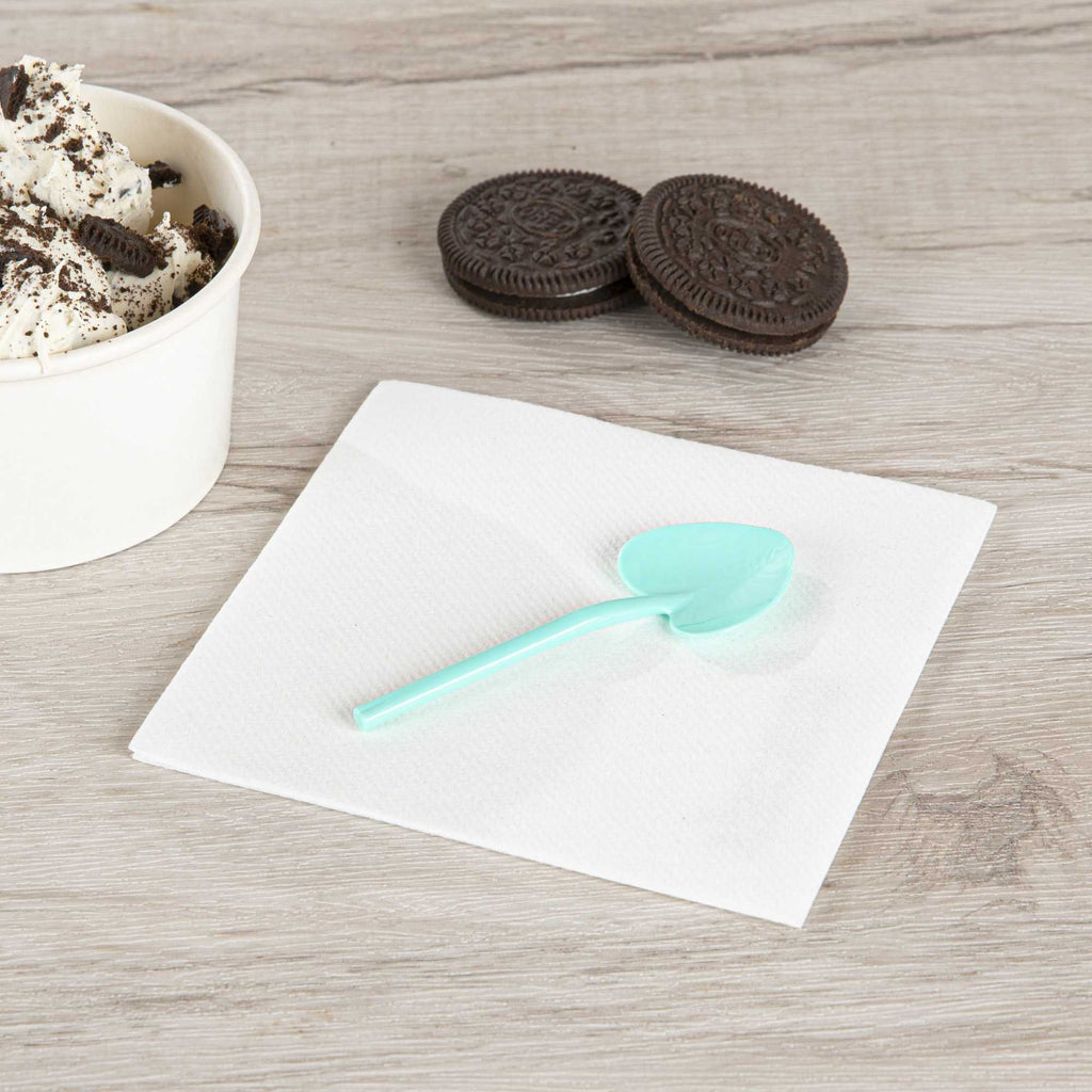 Coppetta Teal Plastic Love Shovel Spoon - 3 1/2" x 1 1/4" - 100 count box