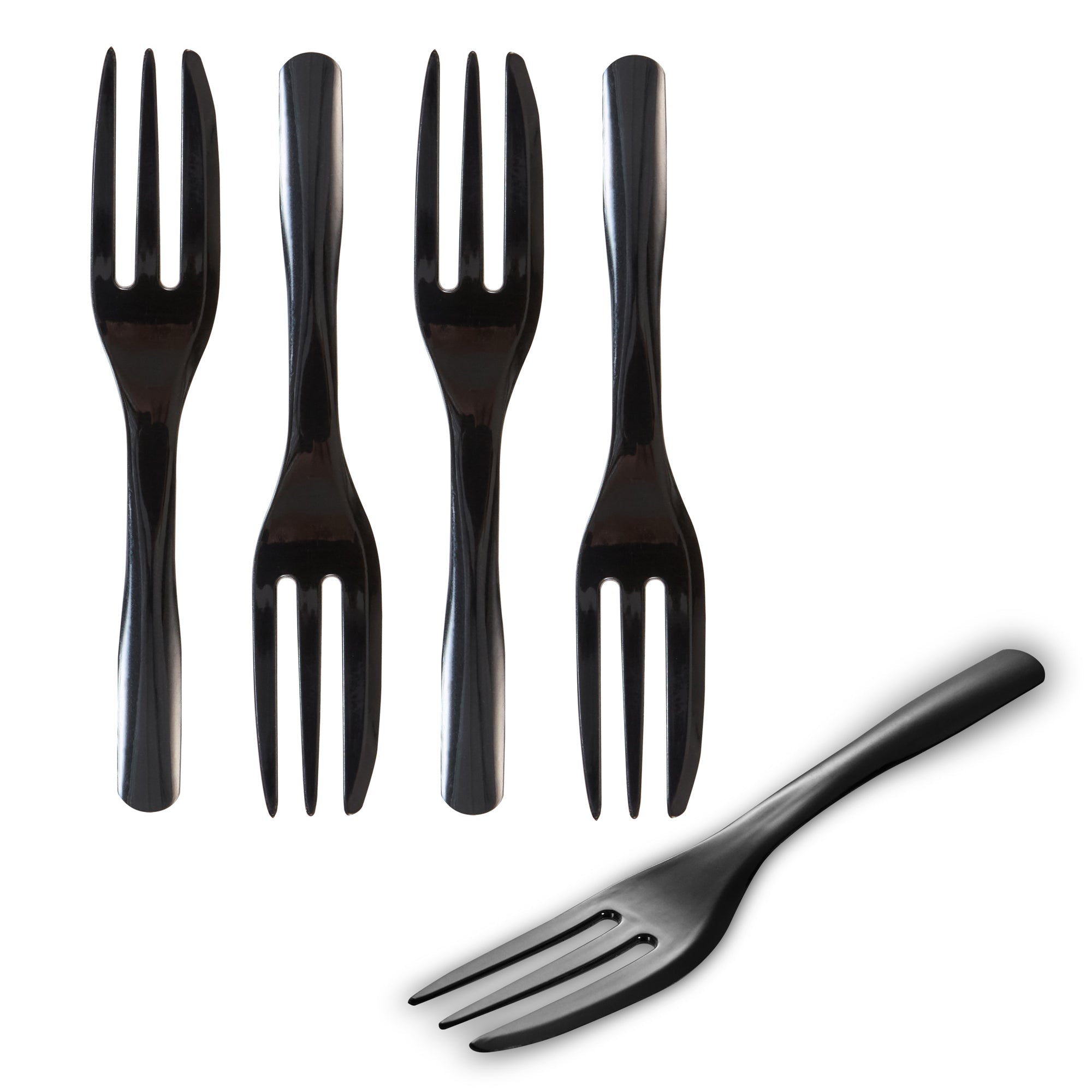Coppetta Black Plastic Cake Fork with Knife Edge - 4" x 3/4" - 500 count box