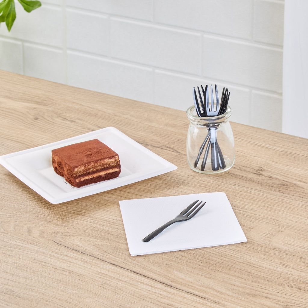 Coppetta Black Plastic Cake Fork with Knife Edge - 4" x 3/4" - 500 count box