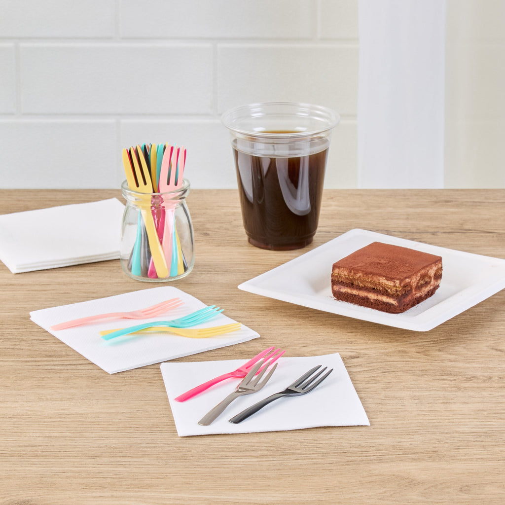 Coppetta Black Plastic Cake Fork with Knife Edge - 4" x 3/4" - 500 count box
