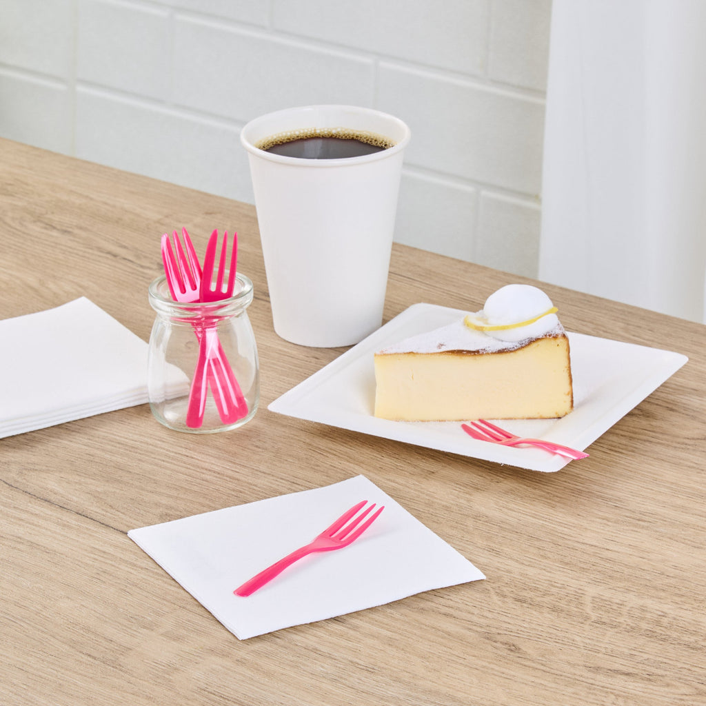 Coppetta Magenta Plastic Cake Fork with Knife Edge - 4" x 3/4" - 500 count box