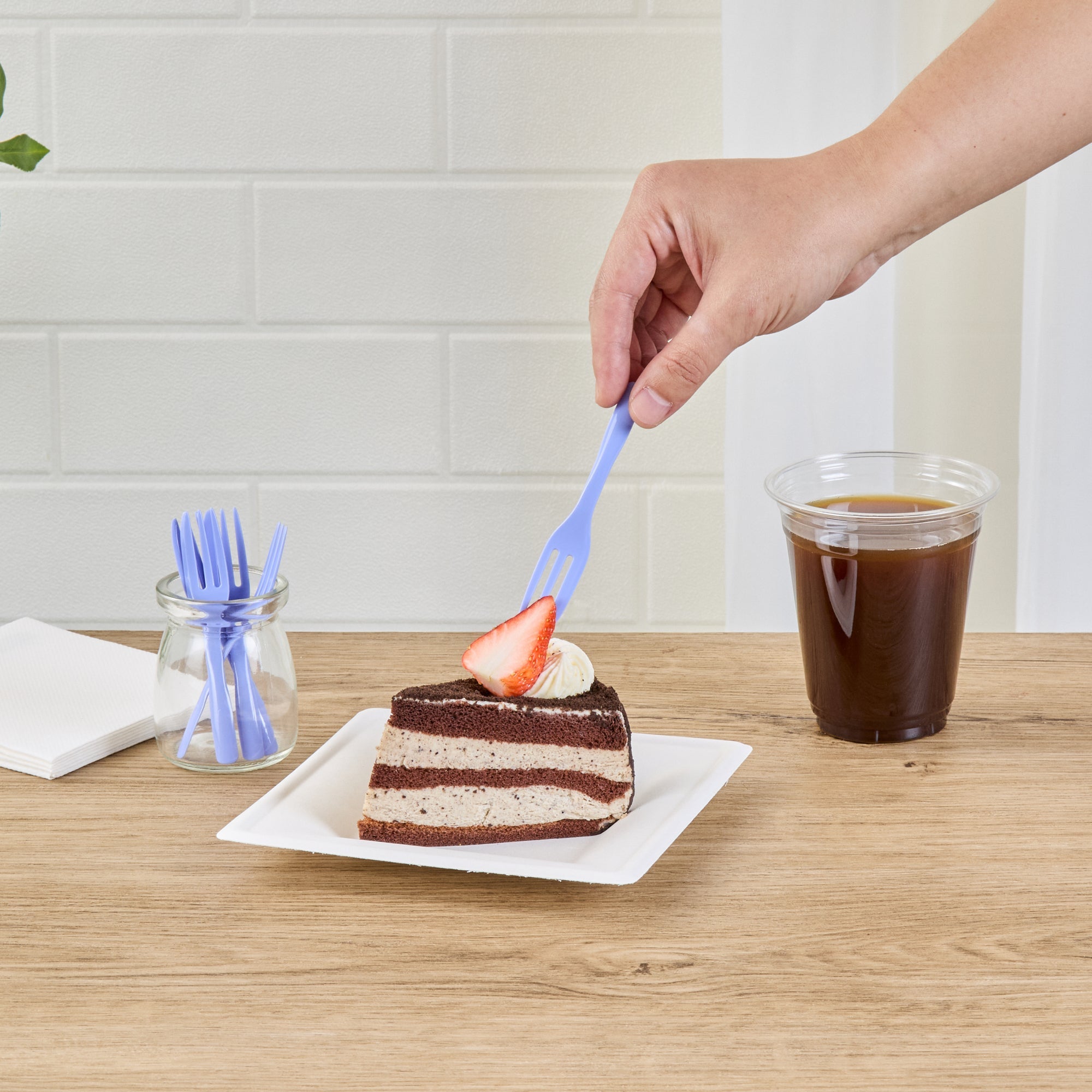 Coppetta Periwinkle Plastic Cake Fork with Knife Edge - 4" x 3/4" - 500 count box