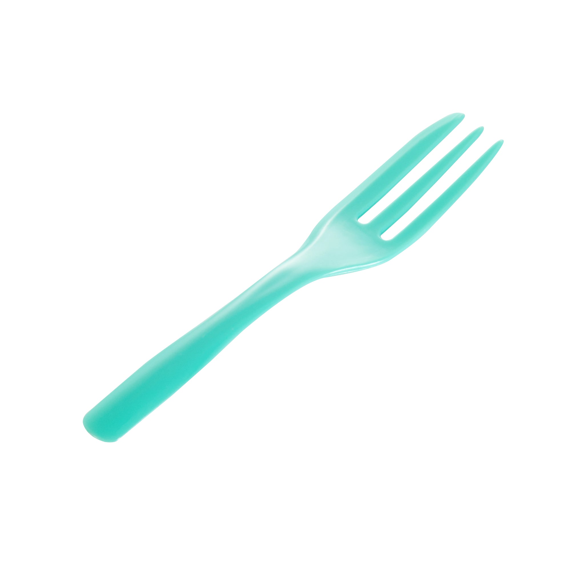 Coppetta Teal Plastic Cake Fork with Knife Edge - 4" x 3/4" - 500 count box