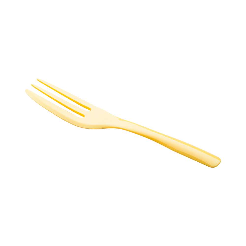 Coppetta Baby Yellow Plastic Cake Fork with Knife Edge - 4" x 3/4" - 100 count box