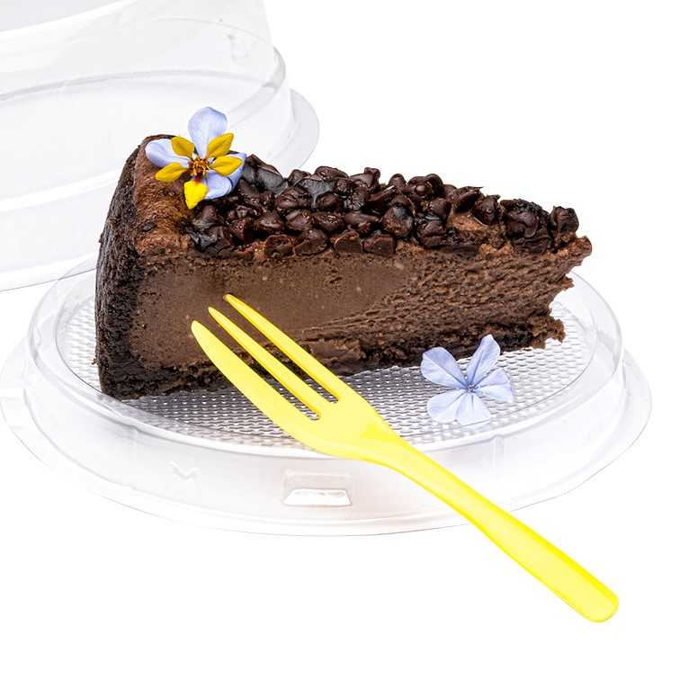 Coppetta Baby Yellow Plastic Cake Fork with Knife Edge - 4" x 3/4" - 100 count box