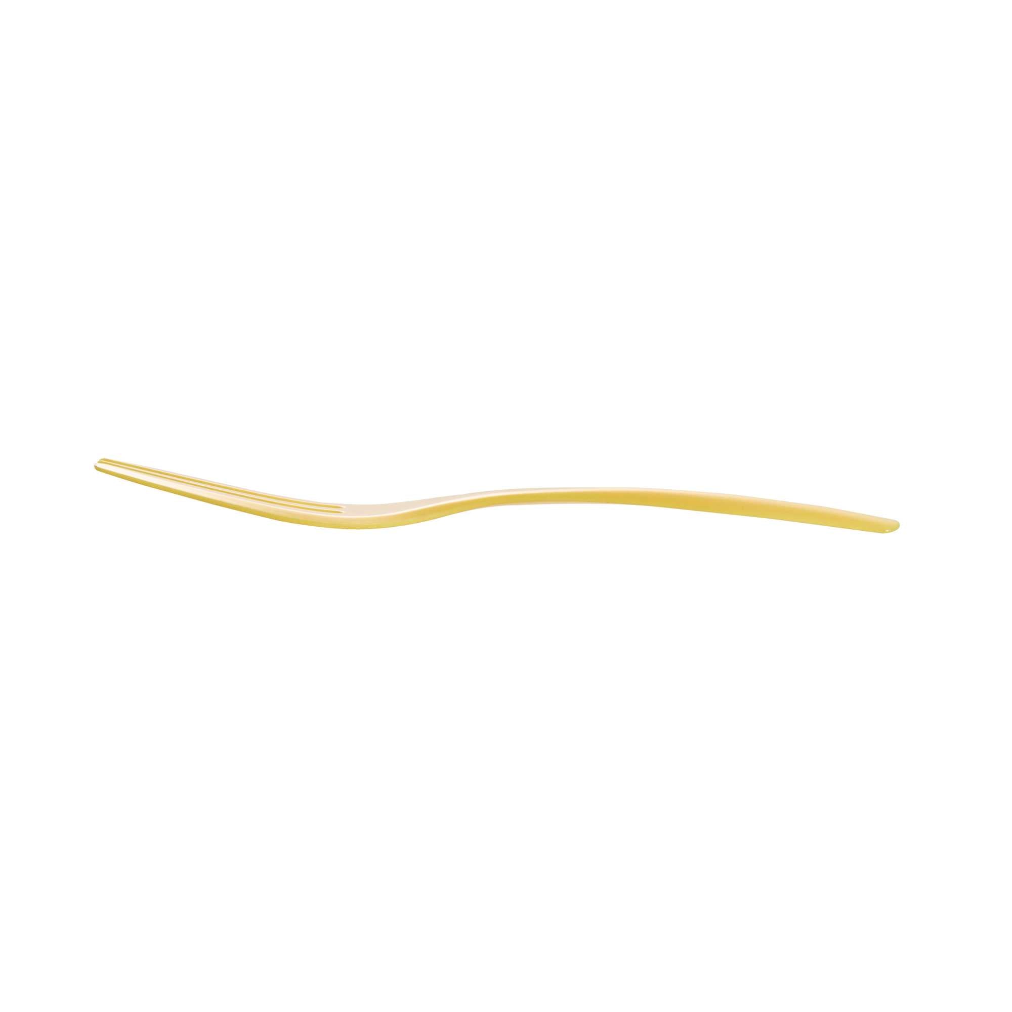 Coppetta Baby Yellow Plastic Cake Fork with Knife Edge - 4" x 3/4" - 100 count box