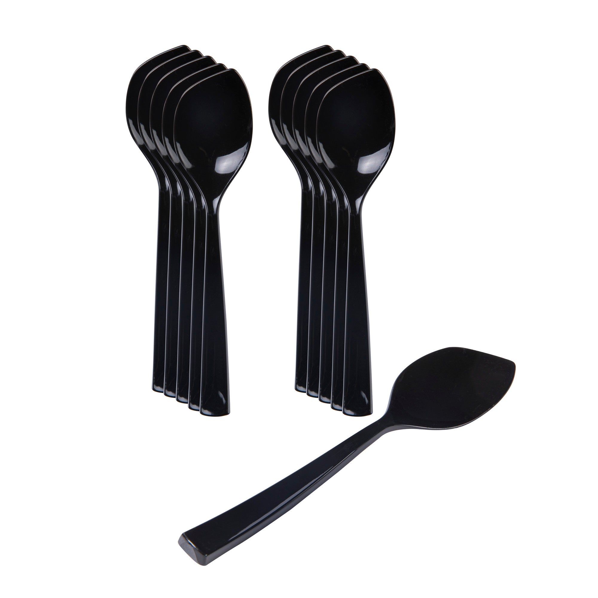 Coppetta Black Plastic Petal Spoon - 4 1/2" x 1" - 500 count box