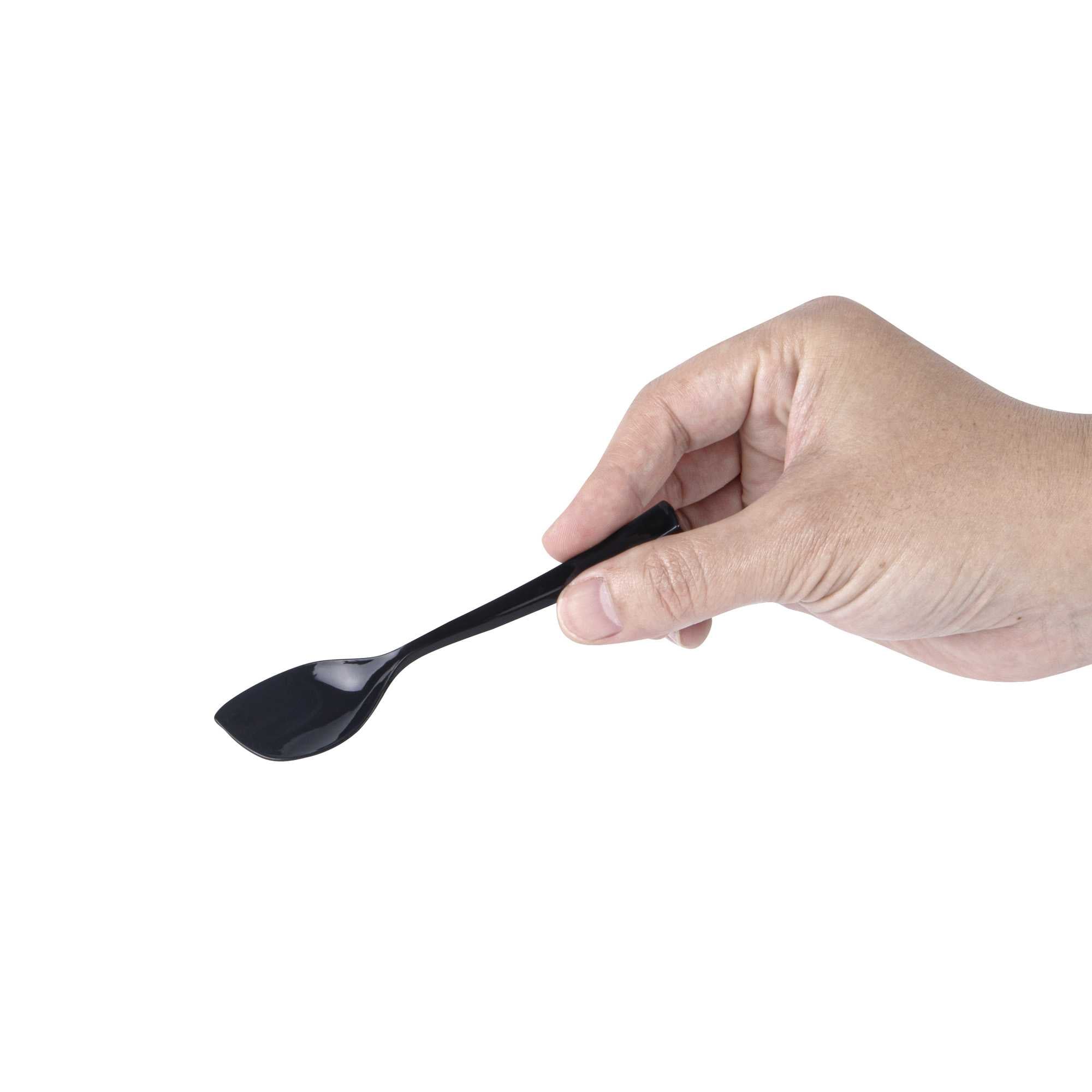 Coppetta Black Plastic Petal Spoon - 4 1/2" x 1" - 100 count box