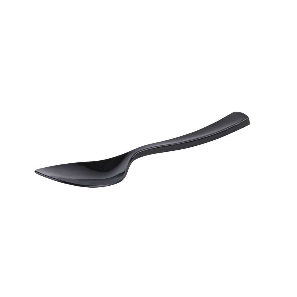 Coppetta Black Plastic Petal Spoon - 4 1/2" x 1" - 100 count box