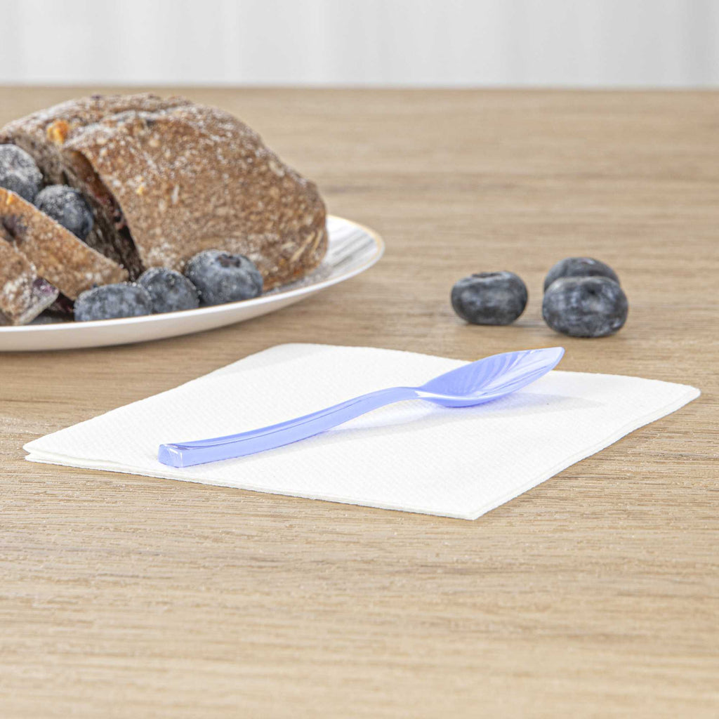 Coppetta Periwinkle Plastic Petal Spoon - 4 1/2" x 1" - 100 count box