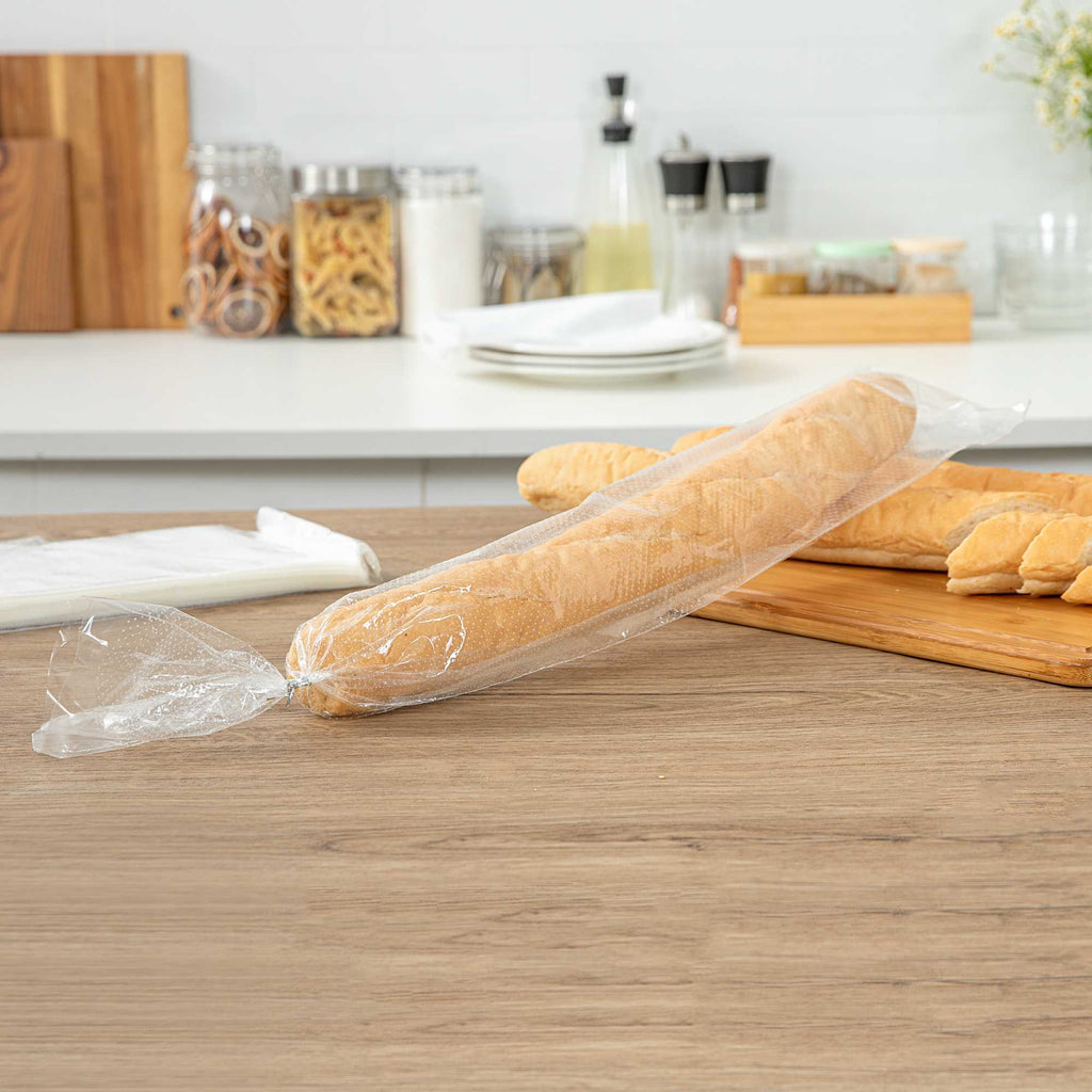 Bag Tek Clear Plastic Bread Bag - Micro-Perforated, with Wicket Dispenser - 28" x 6" - 250 count box