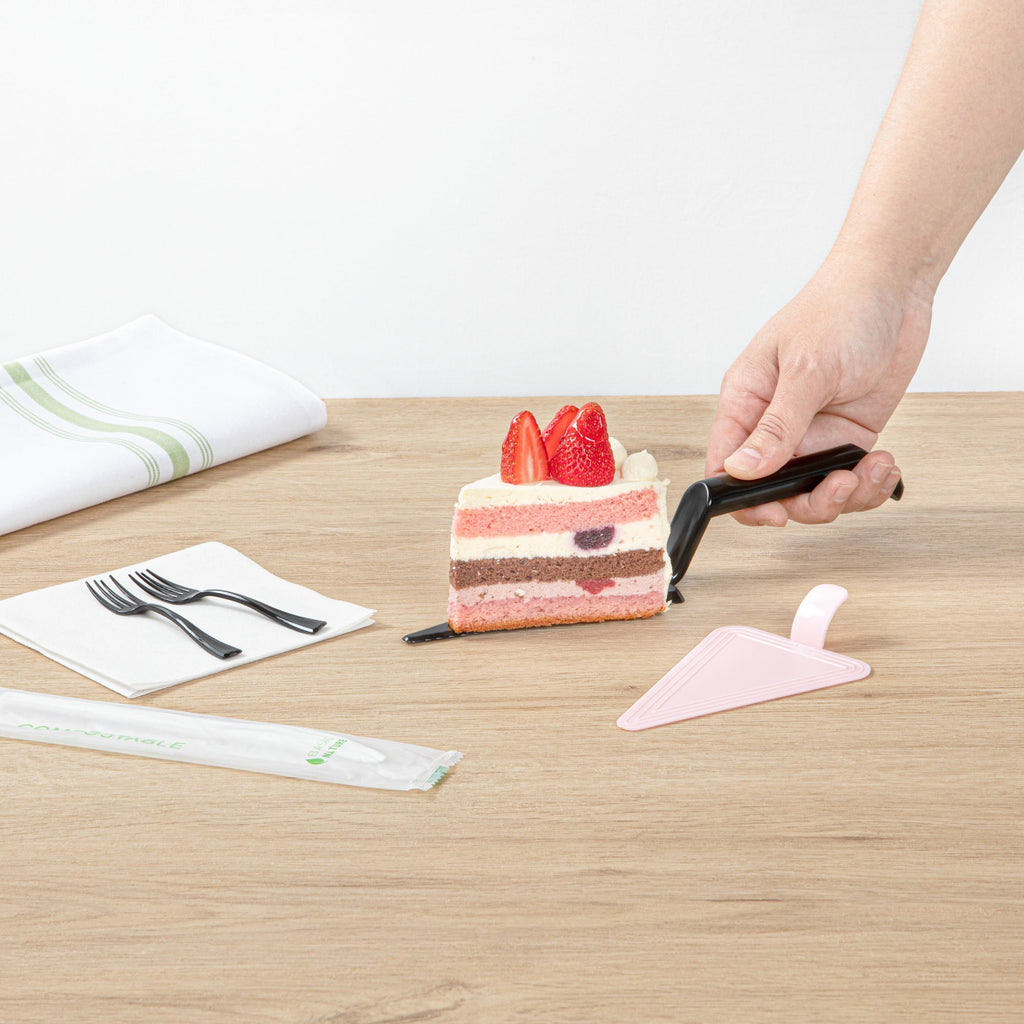 Cater Tek Black Plastic Cake Server - Recyclable - 10" x 2" x 1" - 100 count box