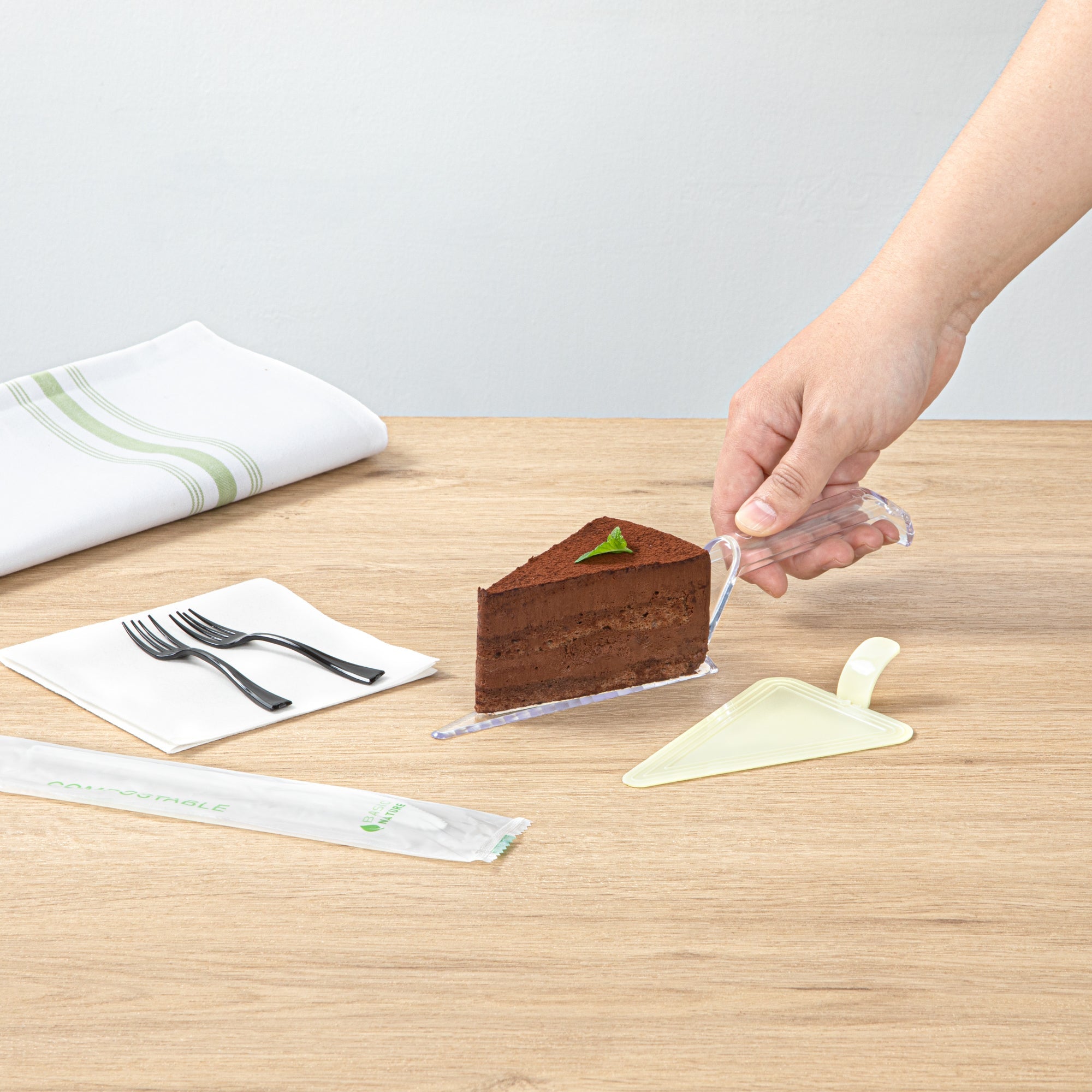 Cater Tek Clear Plastic Cake Server - Recyclable - 10" x 2" x 1" - 100 count box