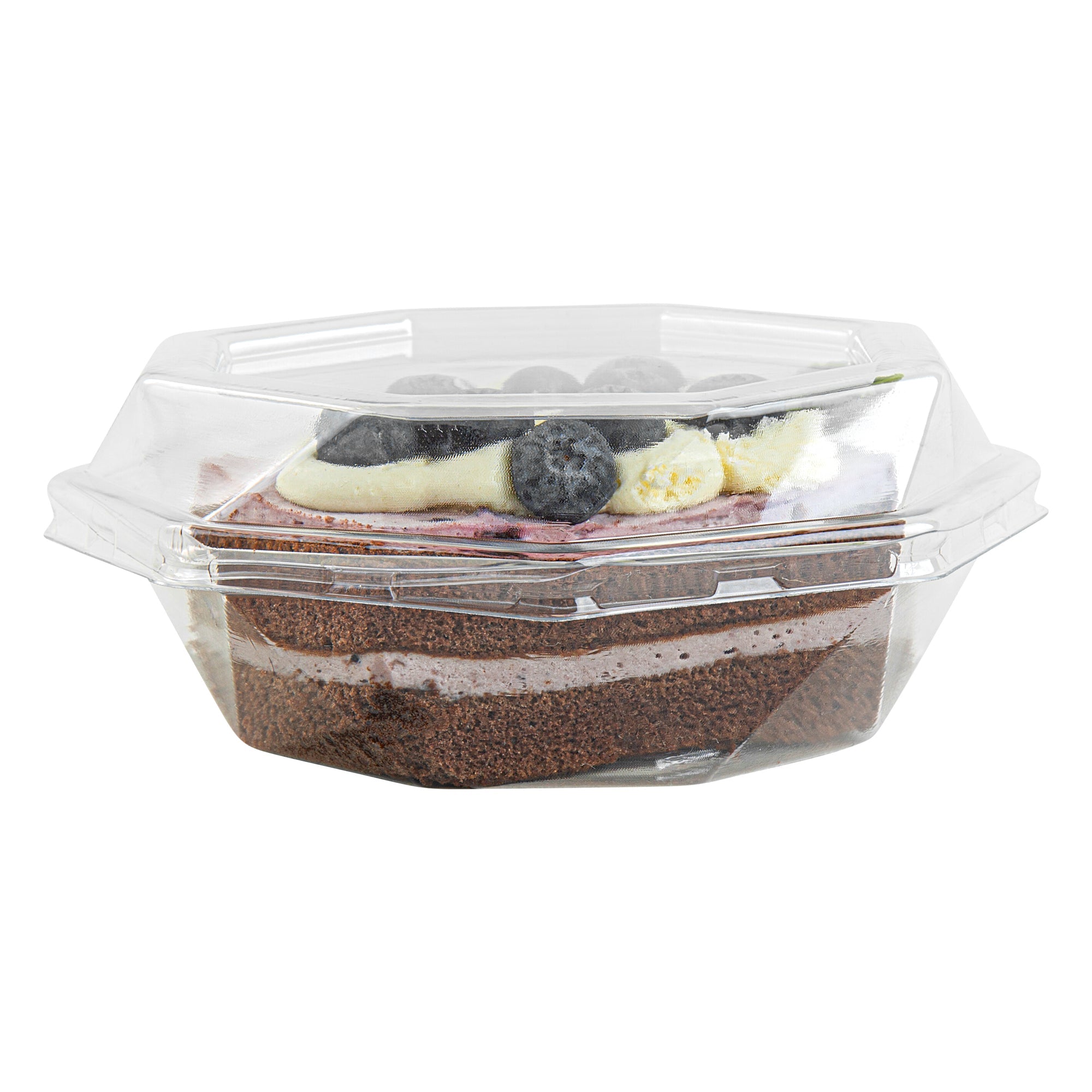 Thermo Tek Octagon Clear Plastic Cake Box - with Lid - 5 1/4" x 5 1/4" x 2" - 100 count box