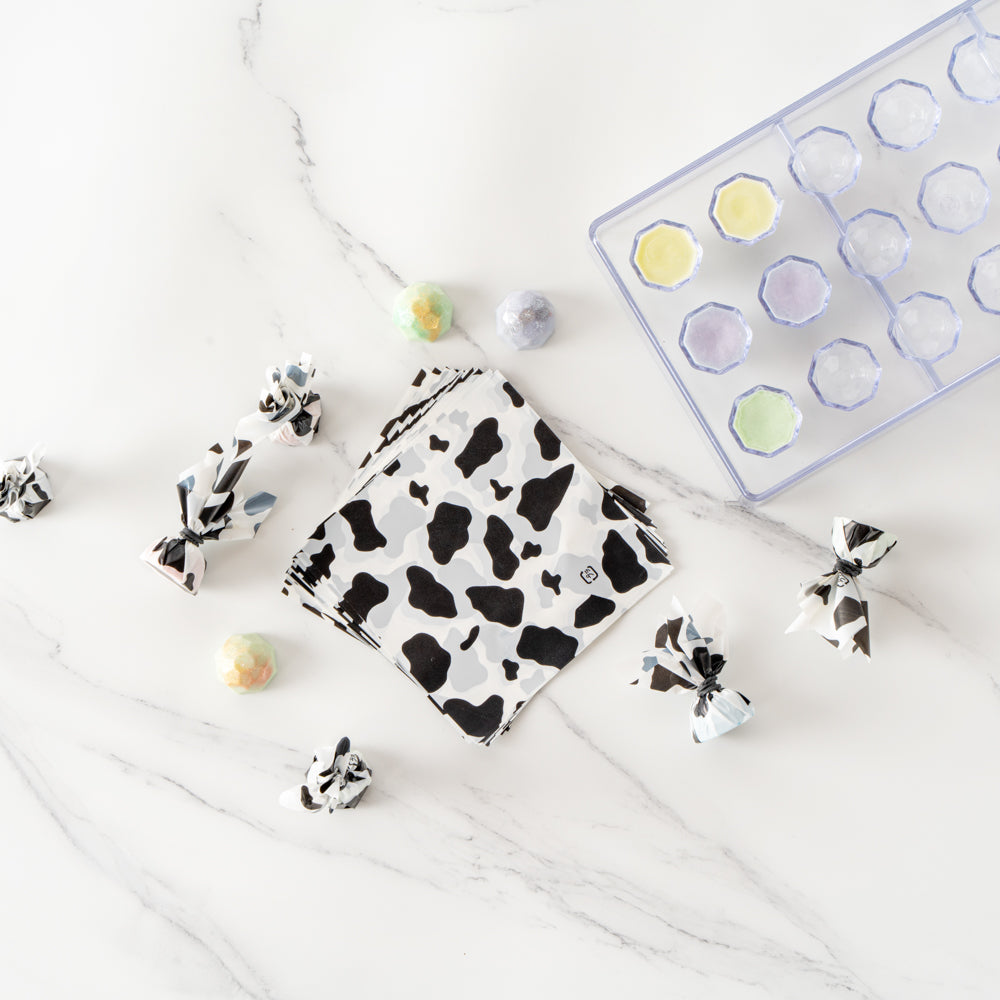 Mini Serve Cow Lines Plastic Decorative Wrapper - 4 1/2" x 4" - 500 count box
