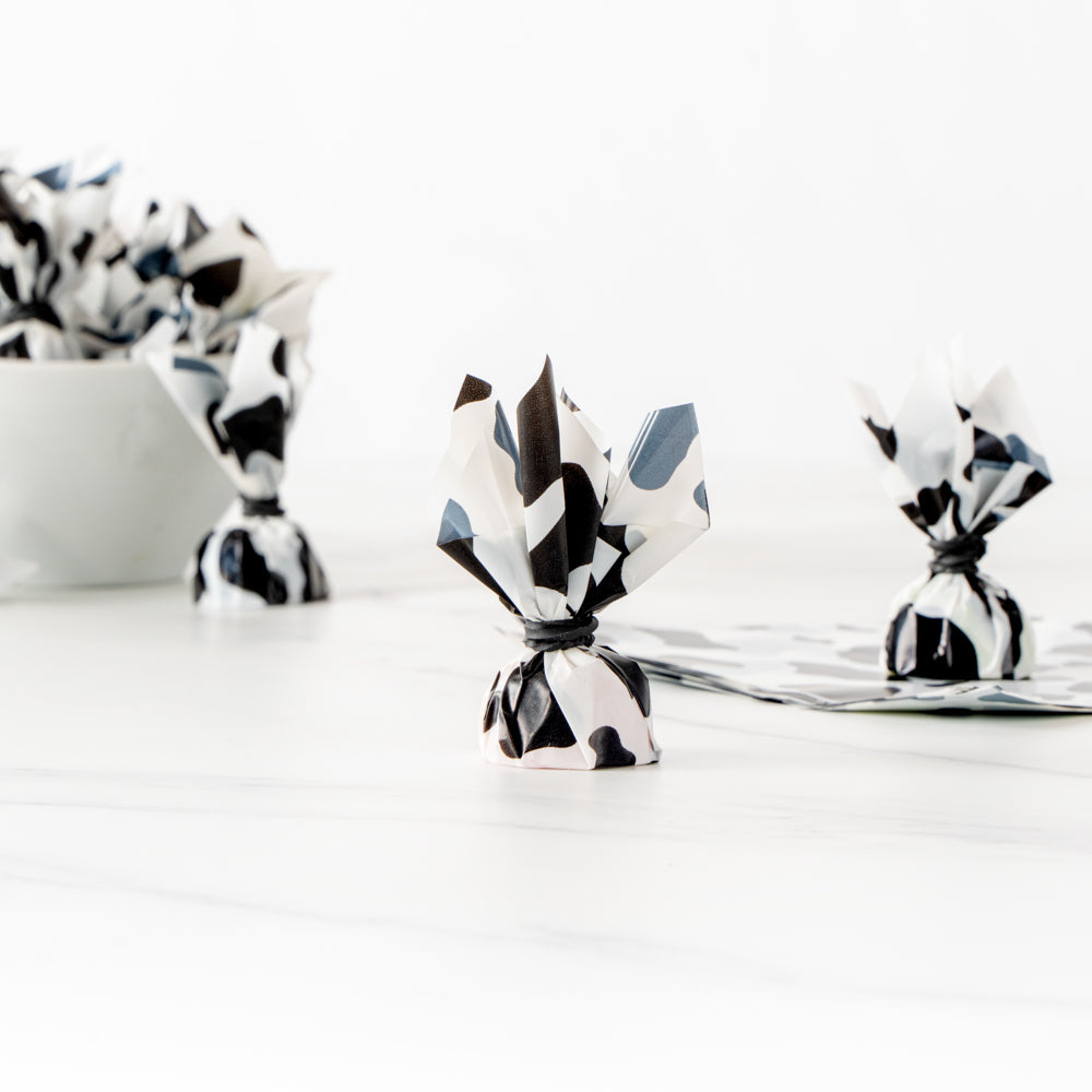 Mini Serve Cow Lines Plastic Decorative Wrapper - 4 1/2" x 4" - 500 count box