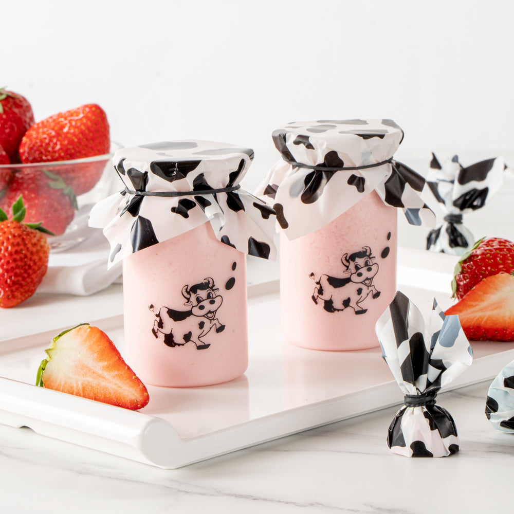 Mini Serve Cow Lines Plastic Decorative Wrapper - 4 1/2" x 4" - 500 count box