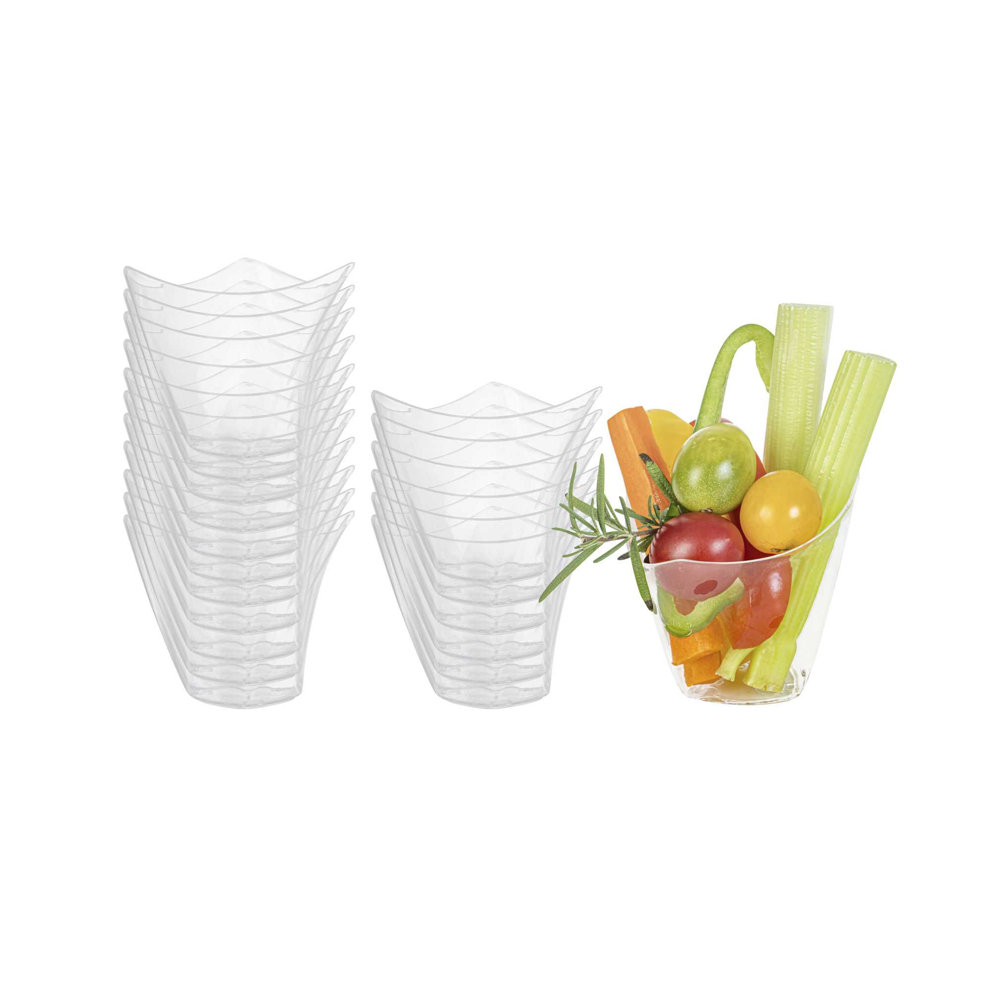 Mini Serve 4 oz Clear Plastic Mini Crescendo Cup - 3" x 3" x 2 3/4" - 20 count box