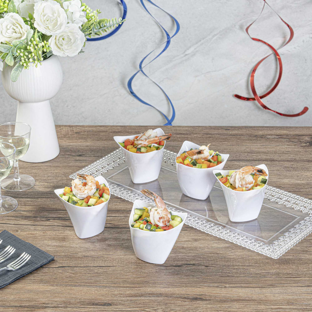 Mini Serve 4 oz White Plastic Mini Crescendo Cup - 3" x 3" x 2 3/4" - 100 count box