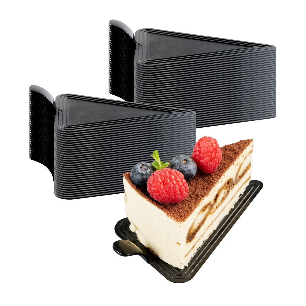 Pastry Tek Triangle Black Plastic Cake Server - 4 1/2" x 3" - 100 count box