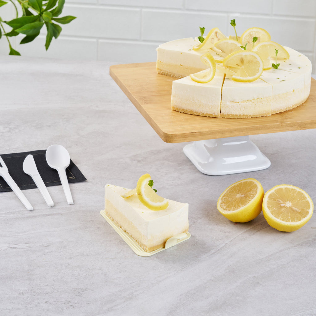 Pastry Tek Triangle Lemon Chiffon Plastic Cake Server - 4 1/2" x 3" - 100 count box