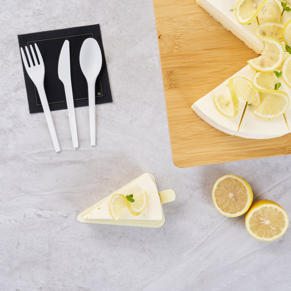 Pastry Tek Triangle Lemon Chiffon Plastic Cake Server - 4 1/2" x 3" - 100 count box