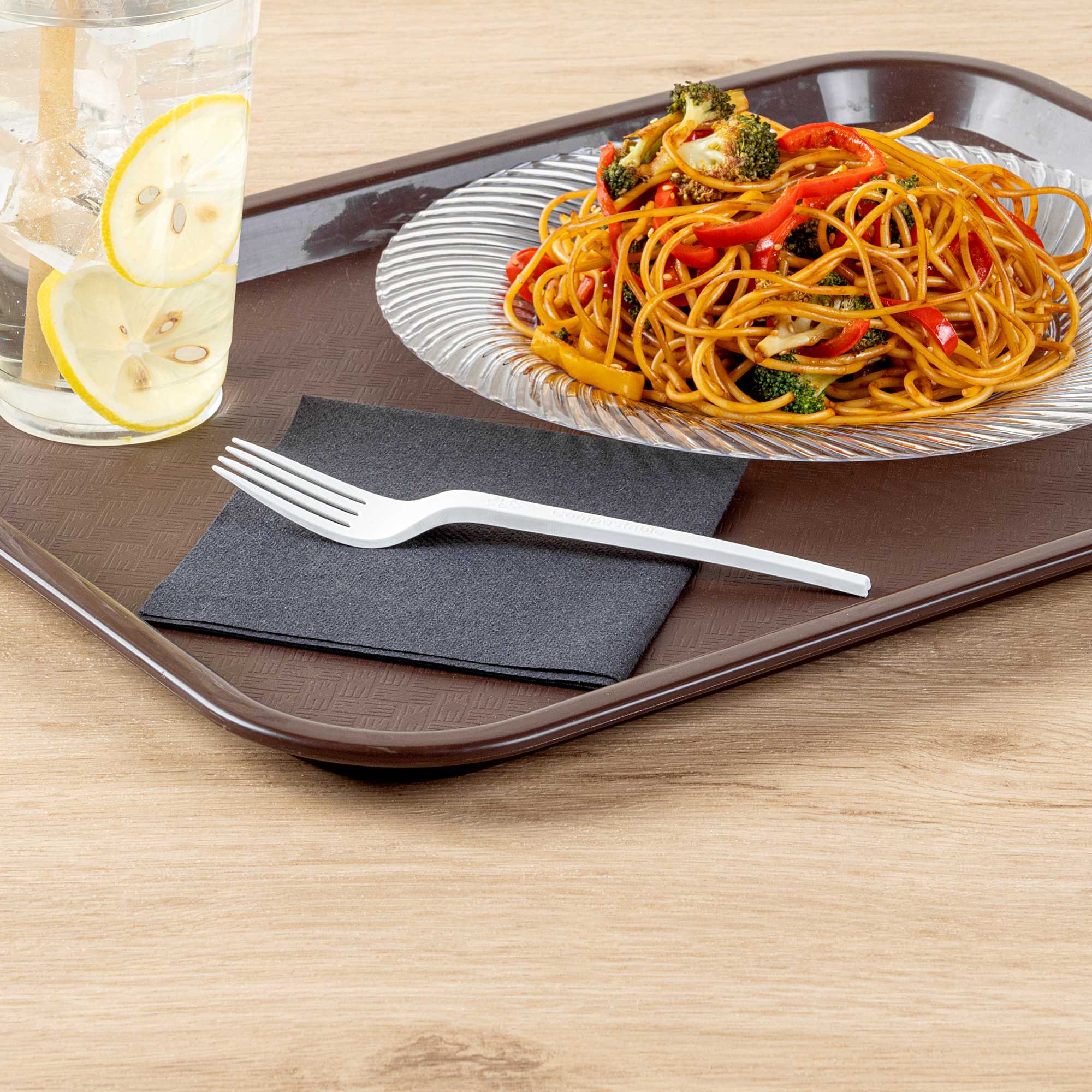 Basic Nature White CPLA Plastic Fork - Heat-Resistant, Compostable - 6 1/2" x 1" x 1/2" - 250 count box