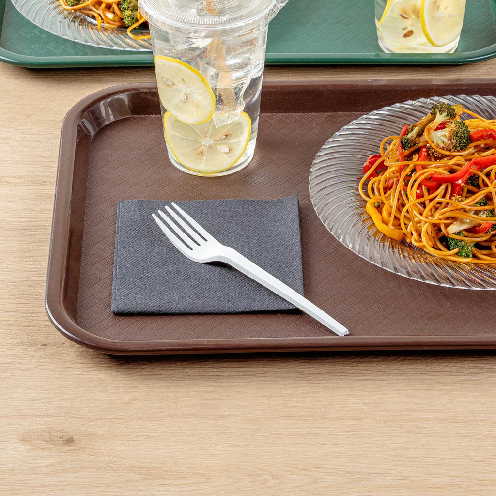 Basic Nature White CPLA Plastic Fork - Heat-Resistant, Compostable - 6 1/2" x 1" x 1/2" - 250 count box
