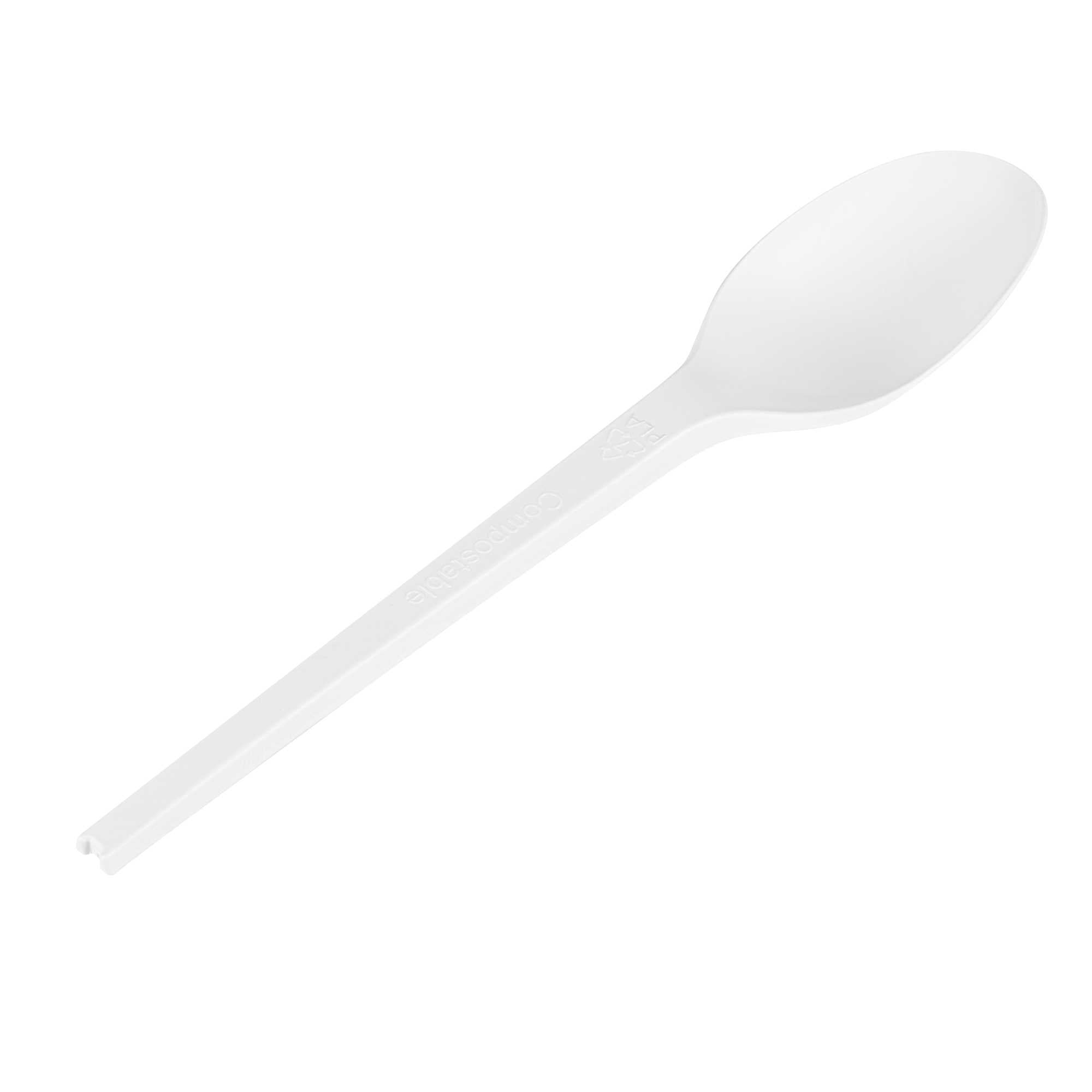 Basic Nature White CPLA Plastic Spoon - Heat-Resistant, Compostable - 6 1/2" x 1 1/4" x 1/2" - 250 count box