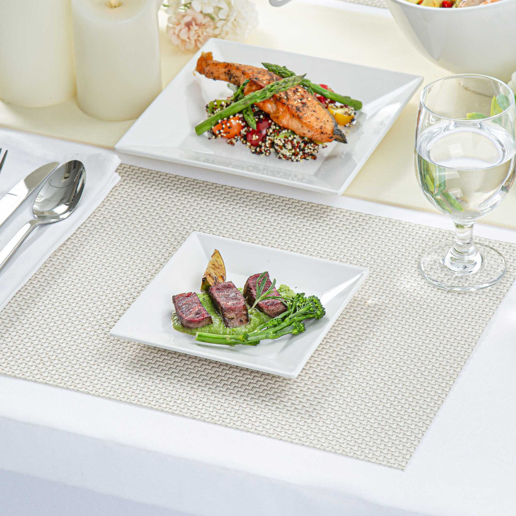 Voga Square White Melamine Small Plate - Classic - 6" x 6" x 3/4" - 4 count box