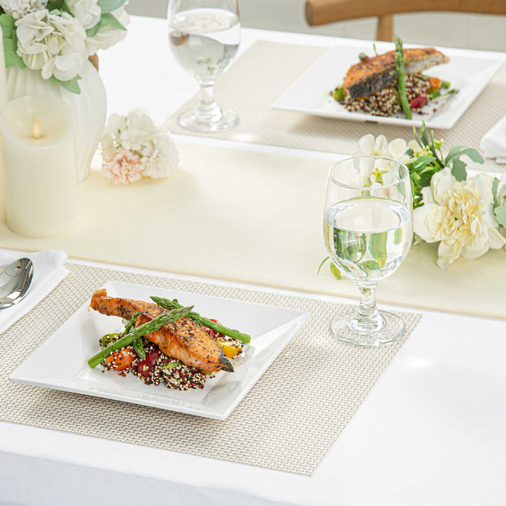 Voga Square White Melamine Medium Plate - Classic - 8" x 8" x 1" - 4 count box