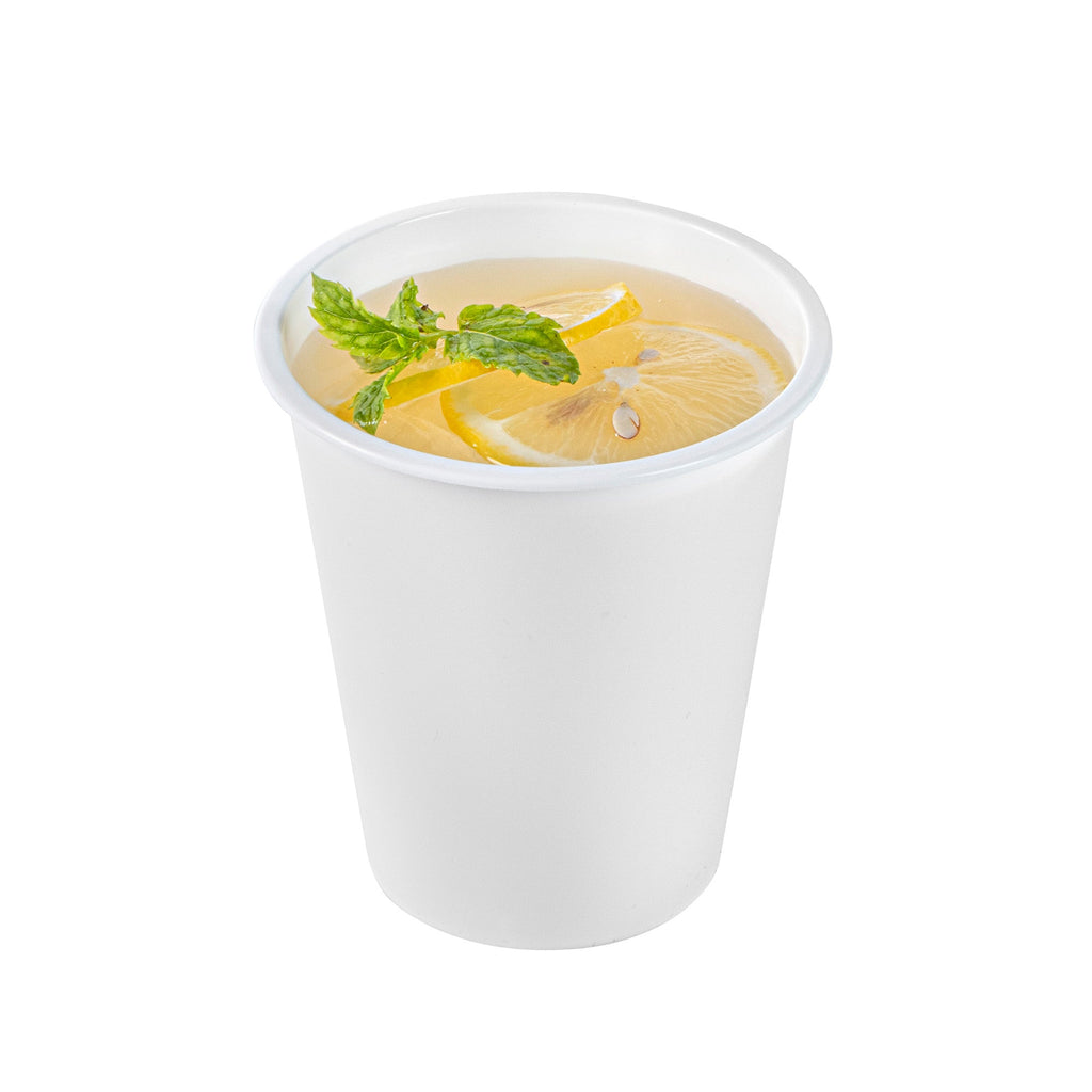 Bev Tek 12 oz Round Matte White Plastic Hot / Cold Drinking Cup - 3 1/2" x 3 1/2" x 4" - 100 count box
