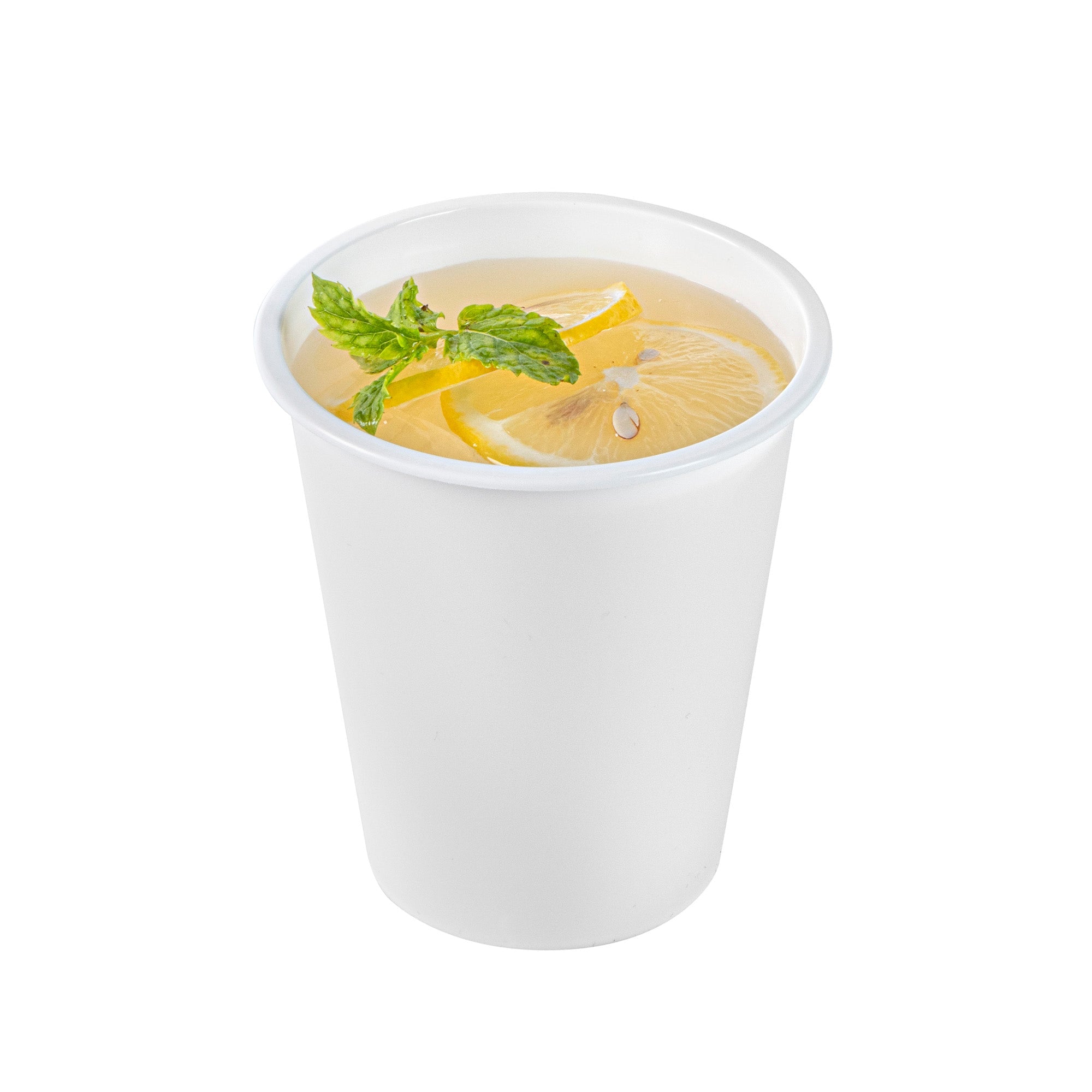 Bev Tek 12 oz Round Matte White Plastic Hot / Cold Drinking Cup - 3 1/2" x 3 1/2" x 4" - 100 count box