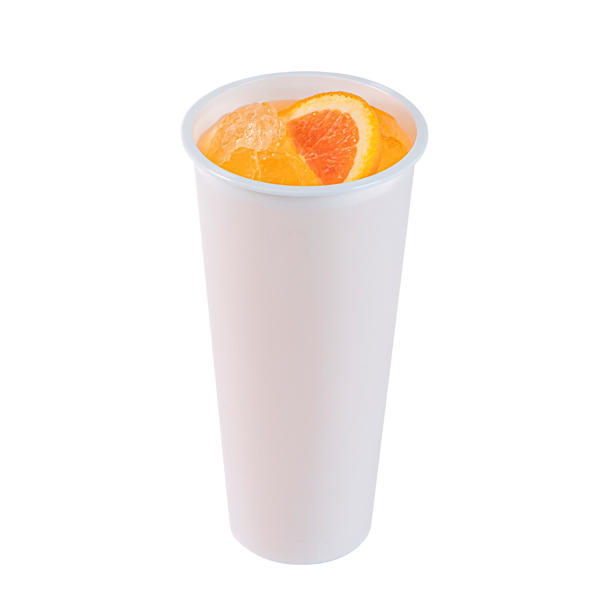 Bev Tek 24 oz Round Matte White Plastic Hot / Cold Drinking Cup - 3 1/2" x 3 1/2" x 7" - 100 count box