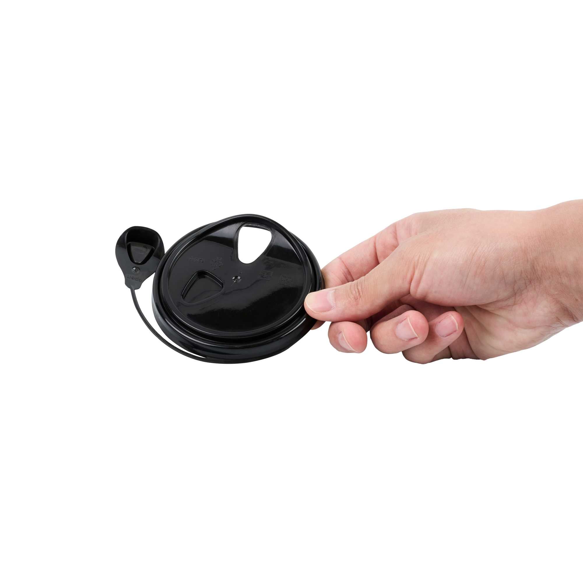 Bev Tek Black Plastic Pop Lock Coffee Cup Lid - Fits 8, 12, 16 and 20 oz - 100 count box