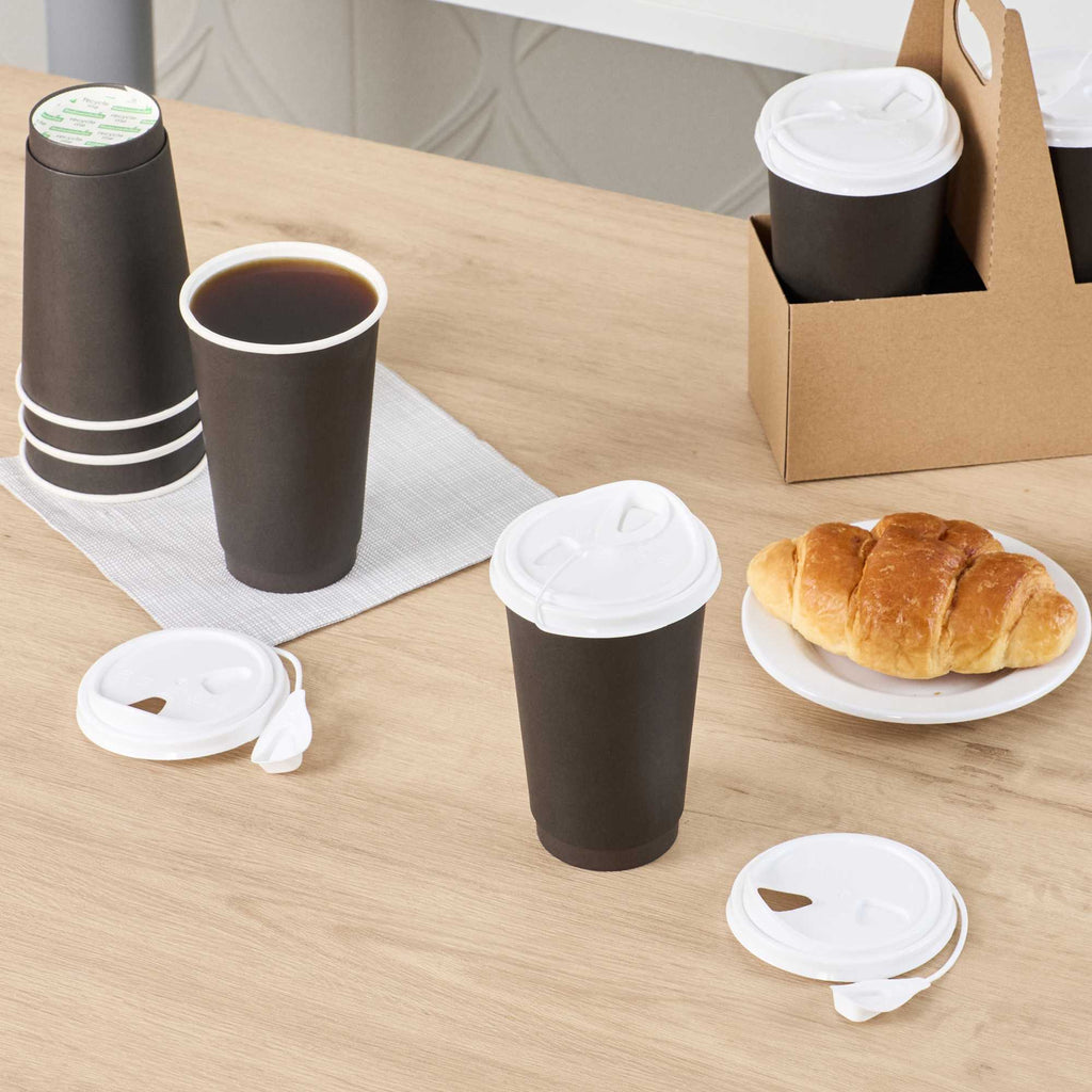 Bev Tek White Plastic Pop Lock Coffee Cup Lid - Fits 8, 12, 16 and 20 oz - 100 count box