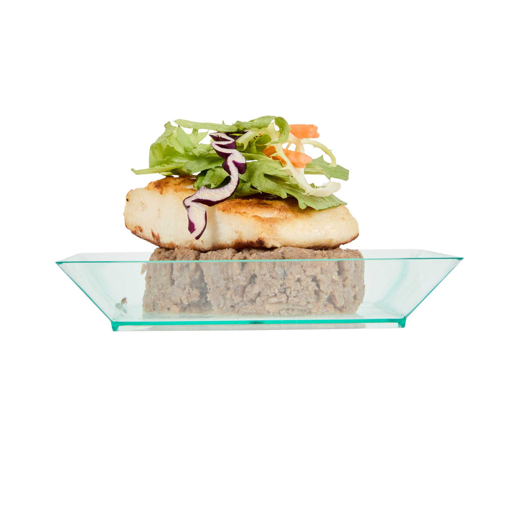 Mini Serve Square Seagreen Plastic Small Modern Plate - 4" x 4" x 1/2" - 100 count box