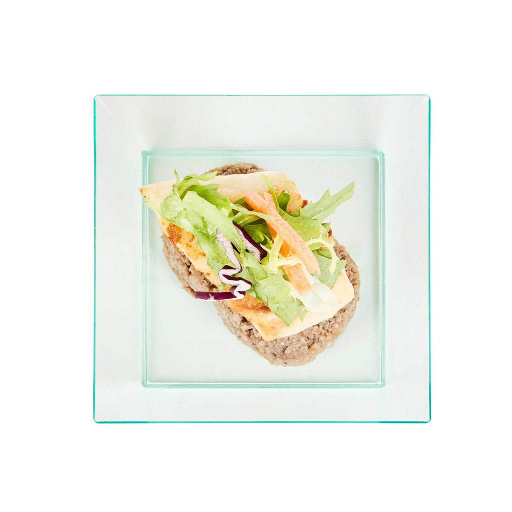 Mini Serve Square Seagreen Plastic Small Modern Plate - 4" x 4" x 1/2" - 100 count box