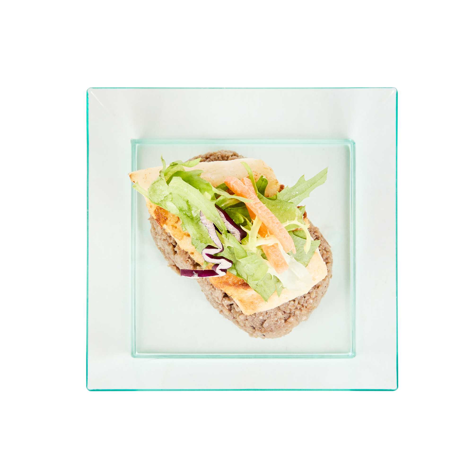Mini Serve Square Seagreen Plastic Small Modern Plate - 4" x 4" x 1/2" - 100 count box