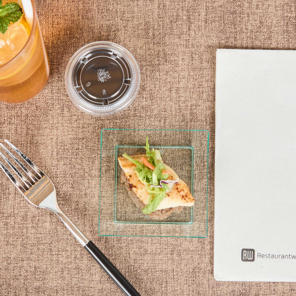 Mini Serve Square Seagreen Plastic Small Modern Plate - 4" x 4" x 1/2" - 100 count box